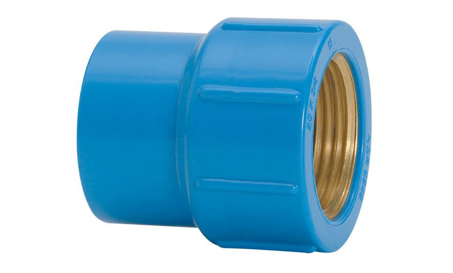 Luva PVC Bolsa e Rosca com Inserto Metálico 25 mmX1/2" Classe 15 Azul Água Fria