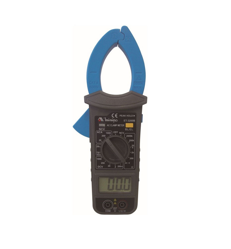 Alicate Medidor Amperímetro Abertura 40 mm Digital 200/750V Categoria III 600V 250x95x45 mm com Lanterna