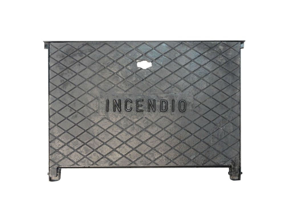 Tampa Ferro Fundido 600x400 mm com Aro Escrito Incêndio