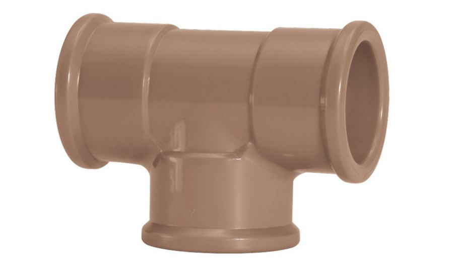 Te PVC Soldável 75 mm Classe 15 Marrom Água Fria