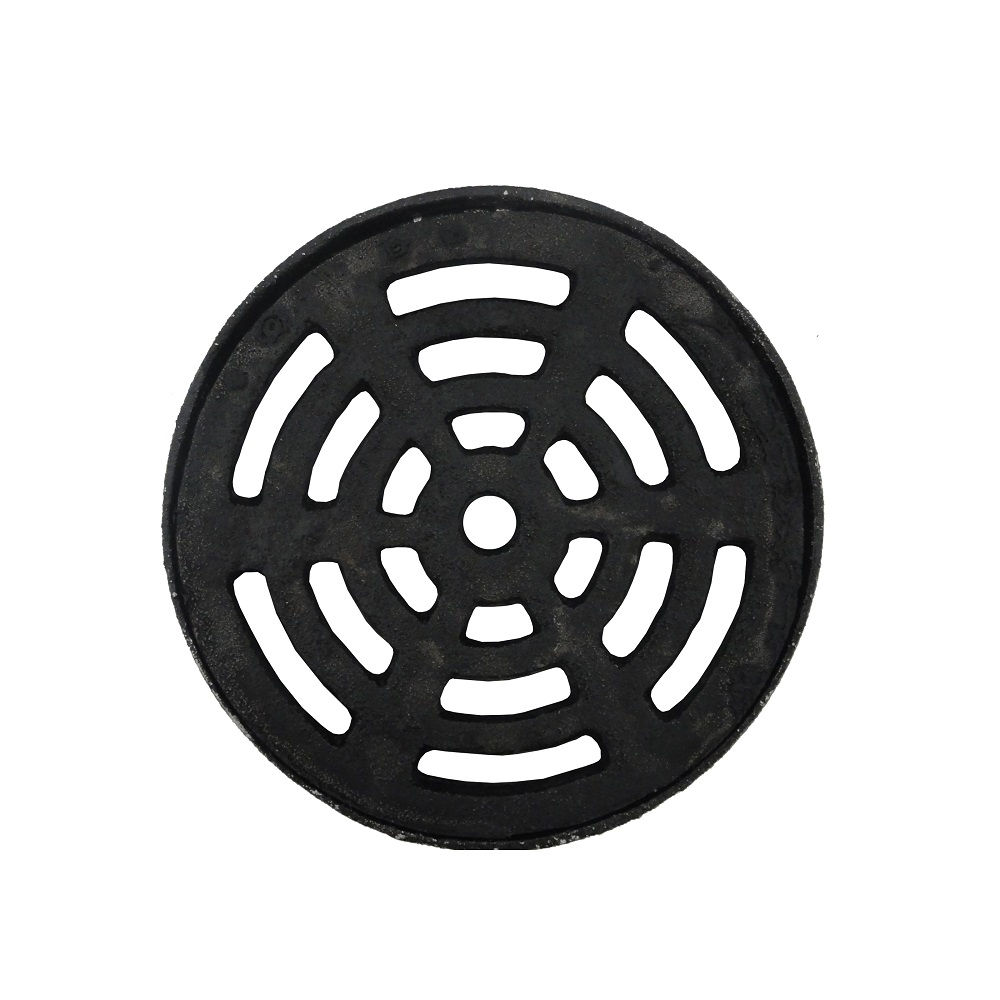 Grelha Ferro Fundido Redonda com Moldura 300 mm Preta Esgoto