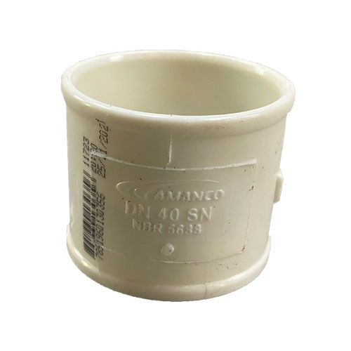 Luva PVC Simples 40 mm Classe 8 Branca Esgoto