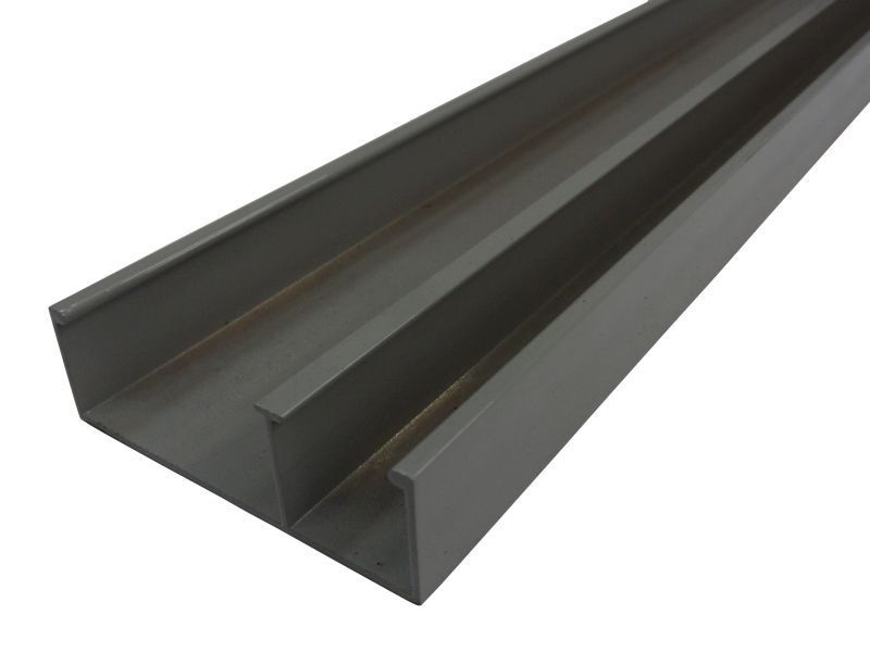 Canaleta Alumínio Duplo D com Divisória 73x25x3000 mm sem Tampa Cinza Liso Standard