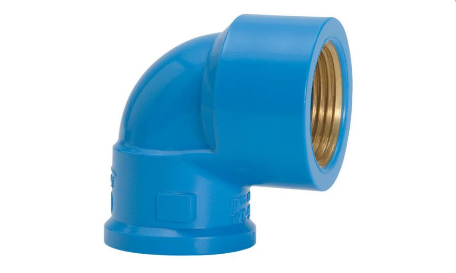 Joelho PVC 90G Bolsa e Rosca com Inserto Metálico 25 mmX3/4" Classe 15 Azul Água Fria