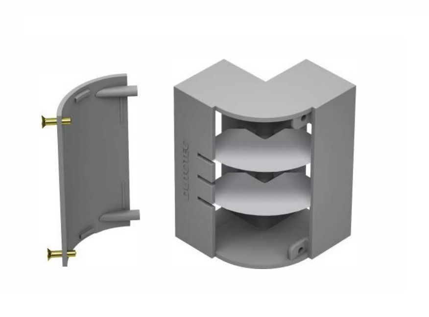 Curva Alumínio Texturizada Vertical 90G para Canaleta Dutotec 25 mm Cinza Standard