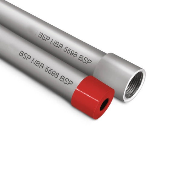 Eletroduto Pesado Galvanizado a Fogo Parede 4,25 mm 4"X3 M com Rosca BSP NBR 5598 com Luva