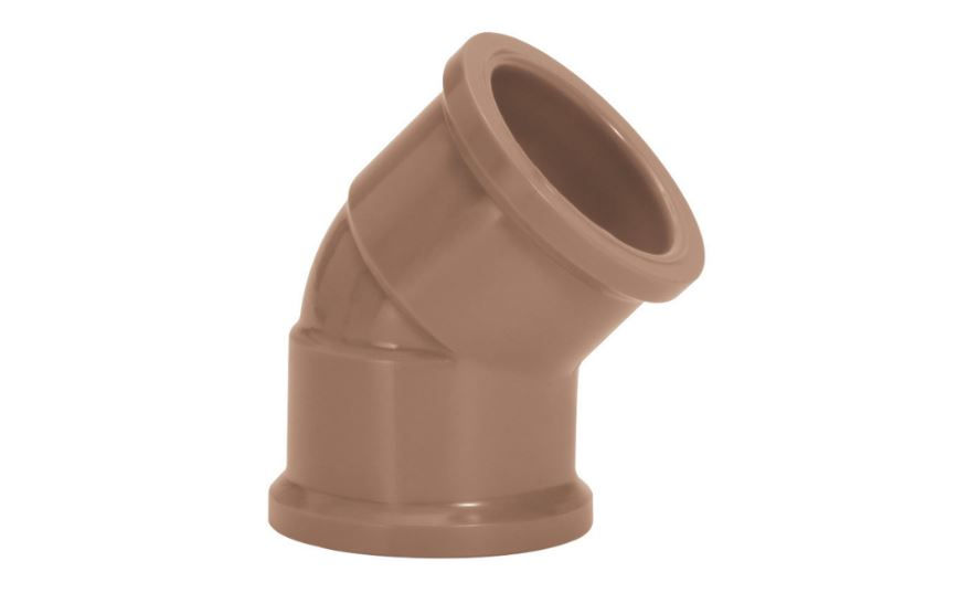 Joelho PVC 45G Soldável 110 mm Classe 15 Marrom Água Fria