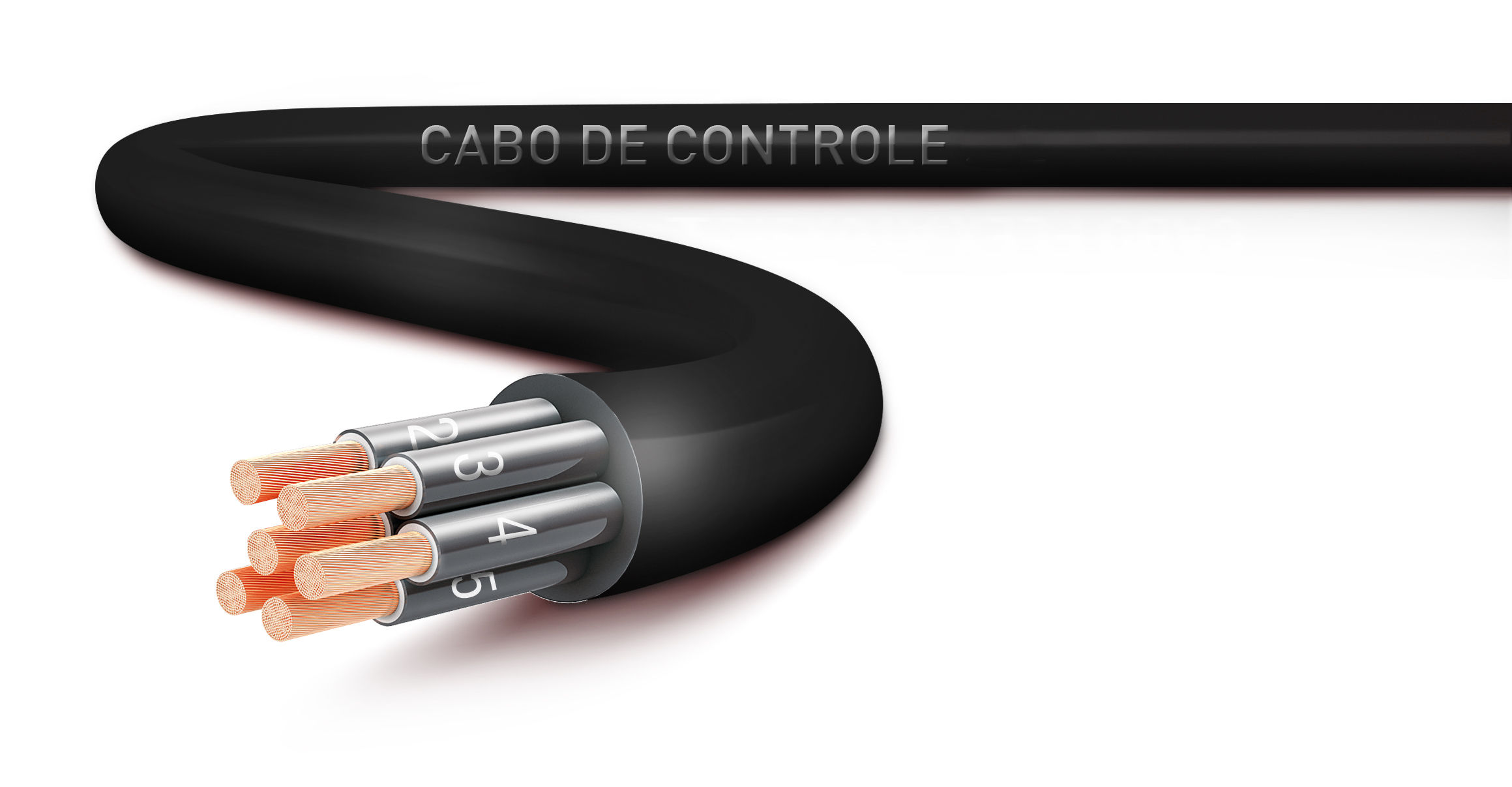 Cabo Cobre Isolado PVC 90G 0,6/1 kV 5x 1,50 mm² Controle Preto NBR 7289 Classe 5 (Vias Numeradas)