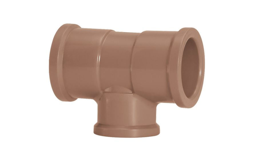 Te PVC Redução Soldável 50x32 mm Classe 15 Marrom Água Fria