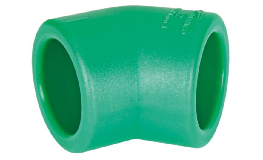 Joelho 45G Fêmea/Fêmea 63 mm PPR Verde Água Quente