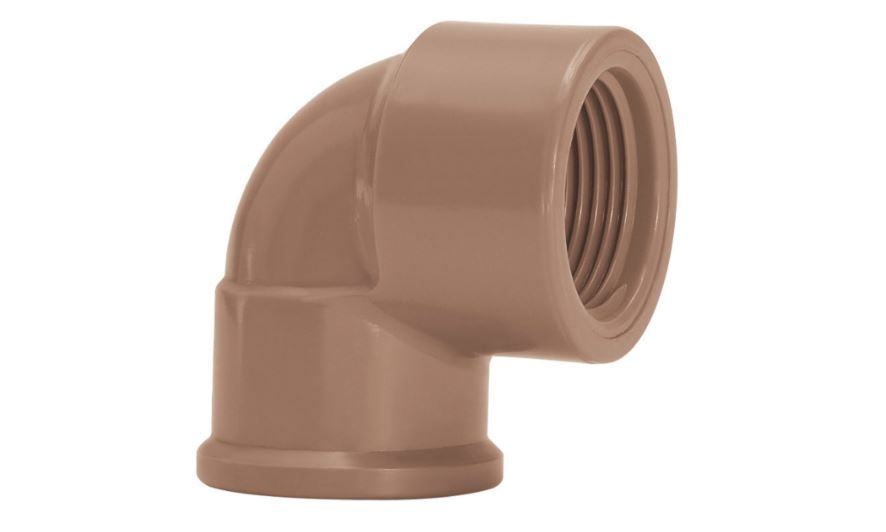 Joelho PVC 90G Bolsa e Rosca 25 mmX1/2" Classe 15 Marrom Água Fria