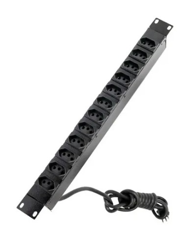 Régua C/12 Tomadas 2P+T 10A A Para Rack 19" Preto Rd Telecom
