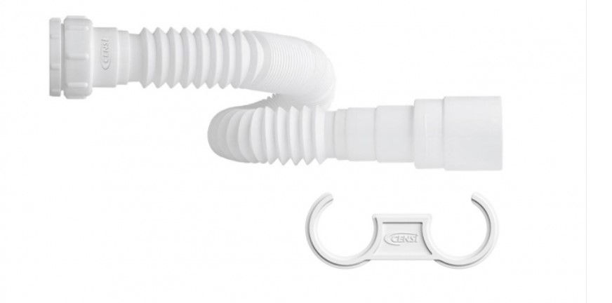 Sifão PVC Extensivo Corrugado Universal para Lavatório e Tanque 1.1/2"-1.1/4"-7/8" 816 mm Branco