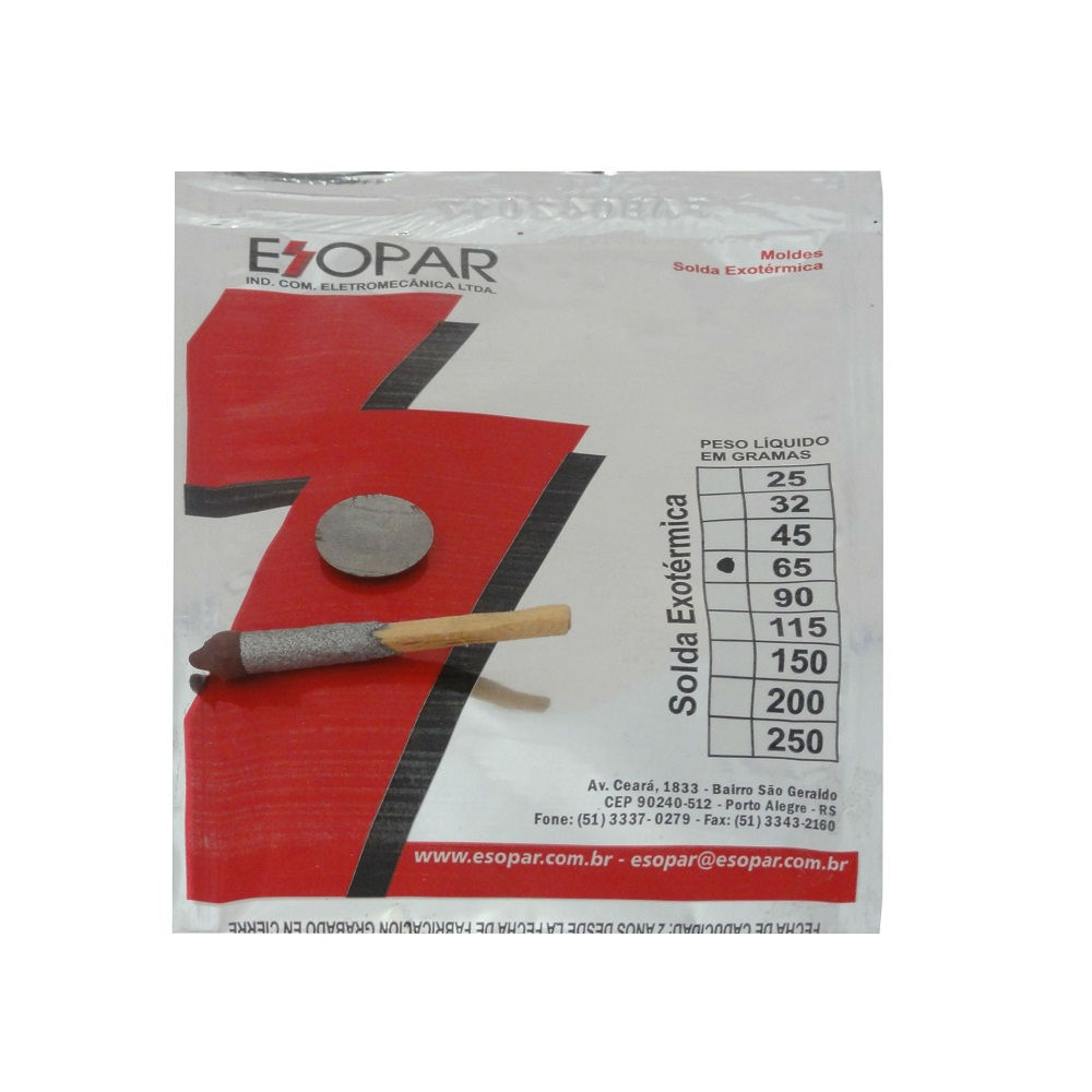 Cartucho Com Palito e Disco N65 para Solda Exotérmica 65G