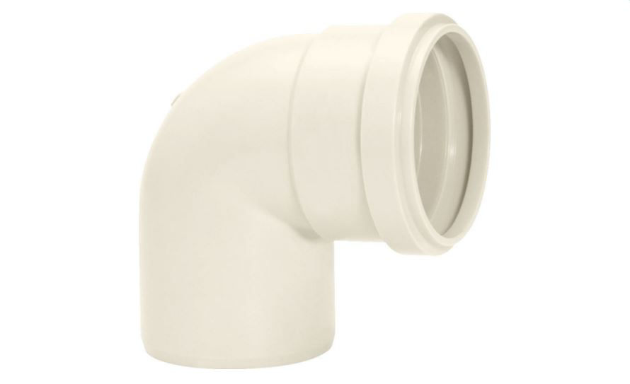 Joelho PVC 90G 75 mm Série Reforçada Cinza Claro Esgoto