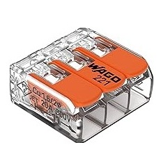 Fixador Para Conector Emenda Poliamida para Linha 221 Até 4,0 mm² para Montagem Trlho DIN Laranja