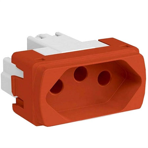 Módulo Módulo Tomada NBR 2P+T 20A/250VCA PVC Vermelho Linha Unno