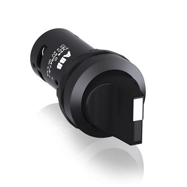 Comutador PVC Comando 22 mm Aro Preto 1NA com 2 Posições com Retorno Manopla Curta Preto