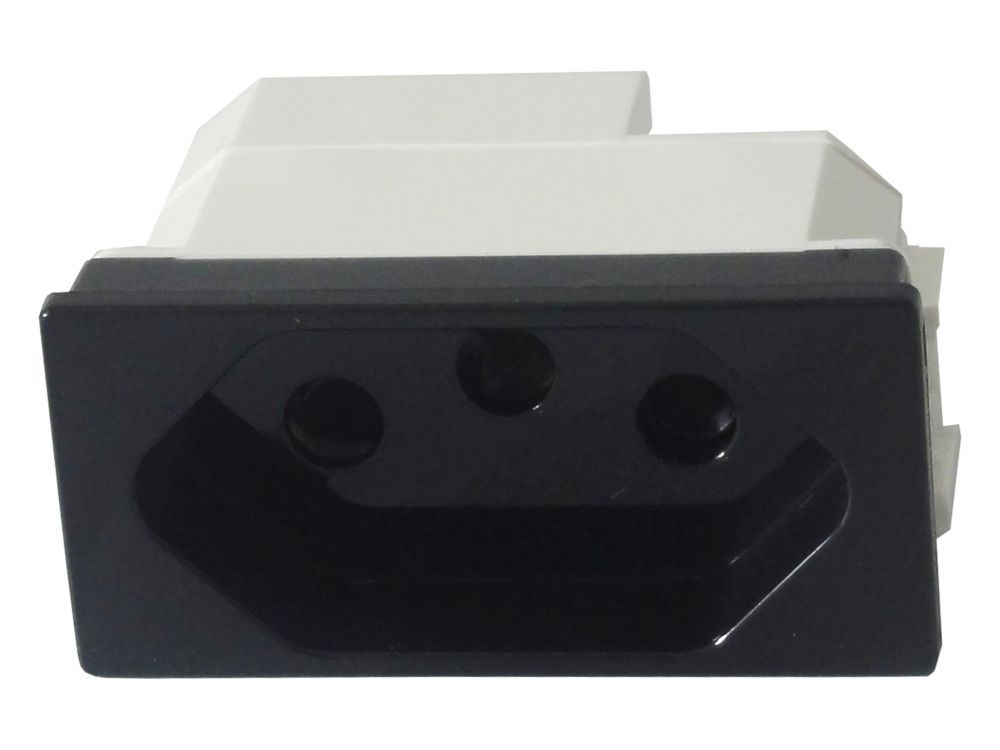 Módulo Módulo Tomada NBR 2P+T 10A/250VCA PVC Preto Linha Unno Life