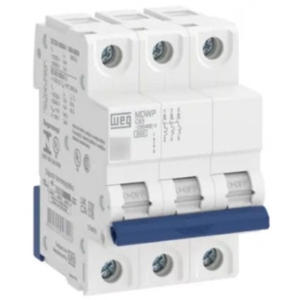 Disjuntor Termomagnético Fixo Tripolar MDWP C 20A 5KA 220VCA DIN