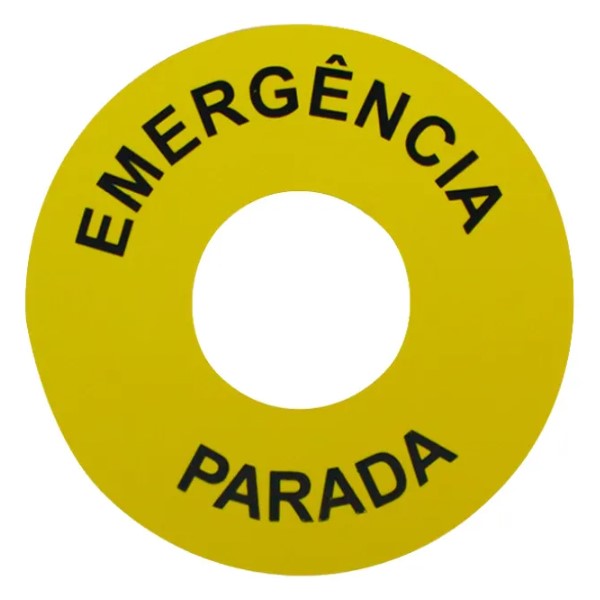 Placa Identificação PVC Para Botão 22MM 60MM Emergência Parada Amarela Sibratec