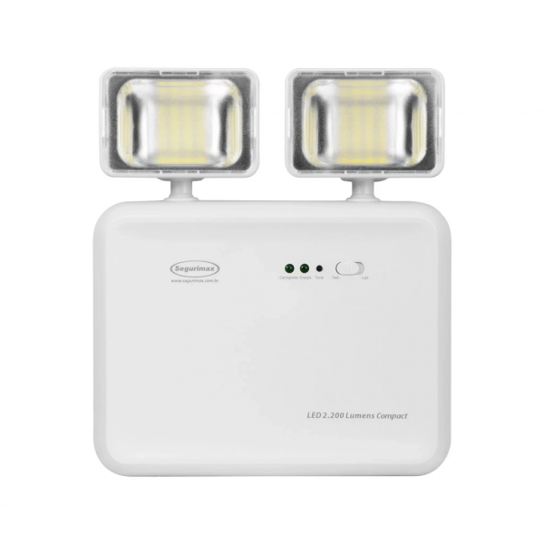 Luminária Emergência Sobrepor 42 LEDs 2 Farois Direcionaveis 2200LM Bivolt 2H IP20