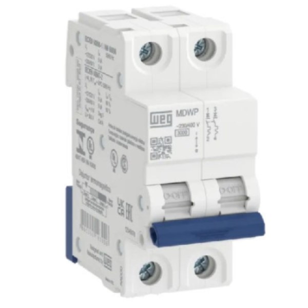 Disjuntor Termomagnético Fixo Bipolar MDWP C 32A 5KA 220VCA DIN