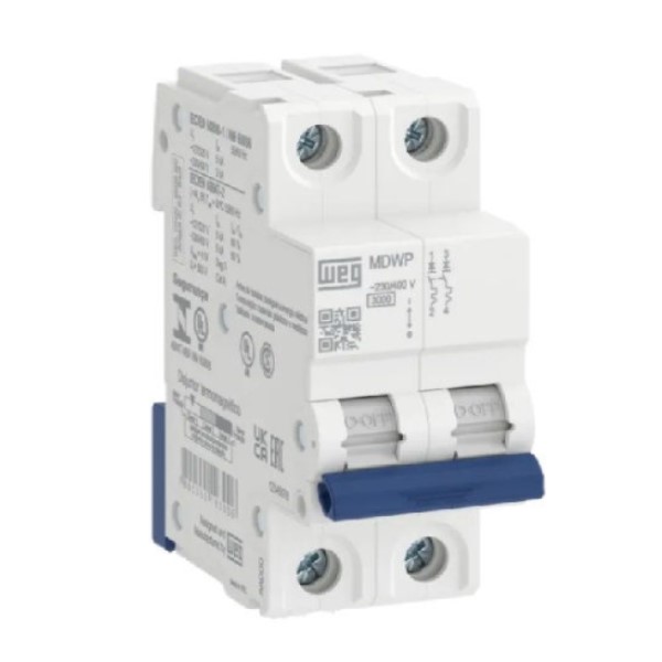 Disjuntor Termomagnético Fixo Bipolar MDW C 25A 5KA 220VCA DIN