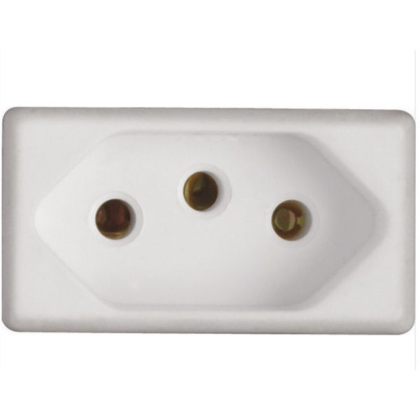 Módulo Tomada NBR 2P+T 20A/250VCA PVC Branco LINHAS:GIZ/LIZ/LUX2 /Tablet/Lizflex/Plastibox/Conduletes