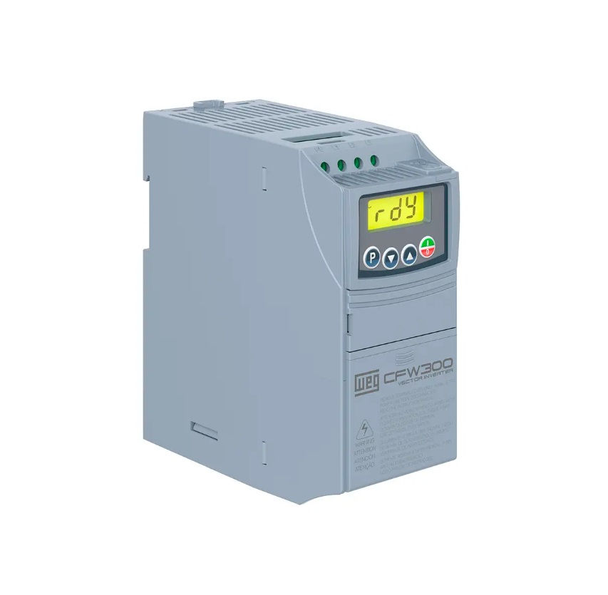Inversor Frequência CFW300 2,00 CV/1,5 kW Serviço Normal 3,5A sem Filtro Trifásico com Display LCD 380VCA 50/60 Hz IP20