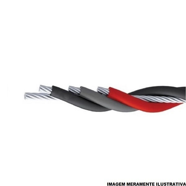 Cabo Alumínio Isolado XLPE 90G 0,6/1 kV 3x 35+35,00 mm² Multiplex Neutro NU Preto/Cinza/Vermelho NBR 8182 Classe 2 => Diam.Neutro 7,50 mm