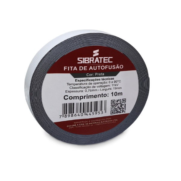 Fita Isolante Elétrica Borracha Alta Tensão 90G 19 mmX10 M ESP 0,76 mm Autofusao Preta