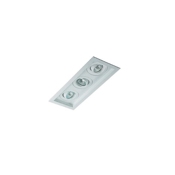Spot Embutir Retangular 3x50W para Lâmpada Dicróica Alumínio Direcionável com Soquete GU10 Branco