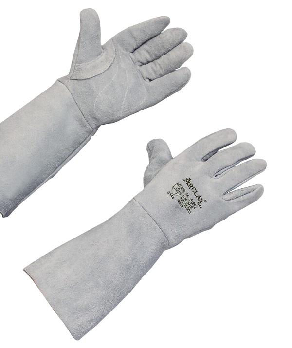 Luva Raspa de Couro Cano Longo FLEX Tamanho 9 (G) 150 mm Cinza Ca 31262