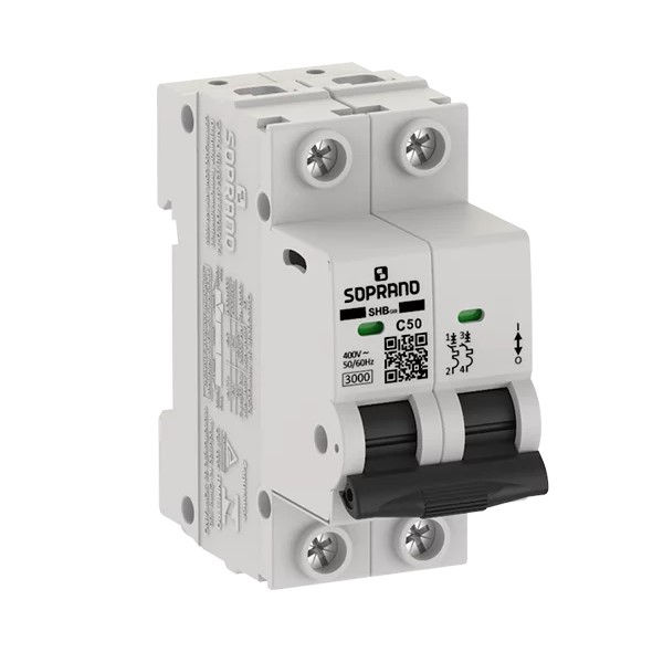 Disjuntor Termomagnético Fixo Bipolar SHB2 C 50A 5 KA/3 KA 220/380VCA DIN