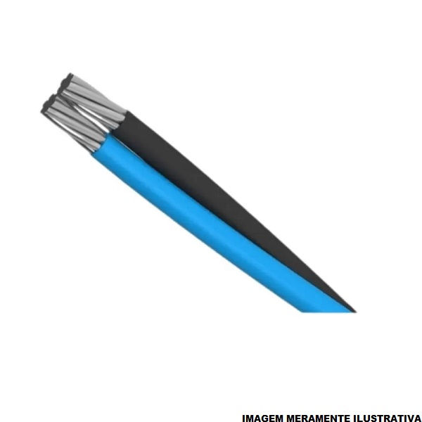 Cabo Alumínio Isolado XLPE 90G 0,6/1 kV 2x 25+25,00 mm² Multiplex Neutro Isolado Preto/Cinza/Azul NBR 8182 Classe 2 => Diam.Neutro 9,13 mm