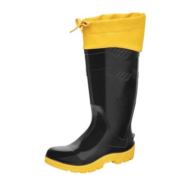 Bota Cano Longo PVC ALL Work com Forro Tamanho 38 Preta/Amarelo Ca 42673 com Polaina