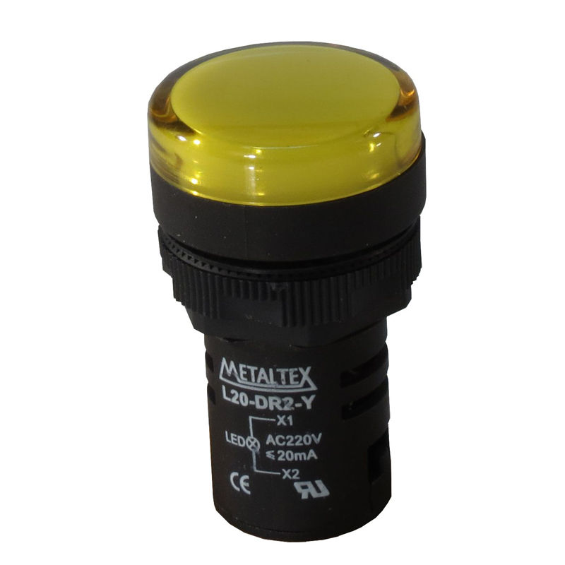 Sinaleiro Led PVC Saliente Monobloco Lente Lisa 22 mm 220VCA Amarelo Âmbar IP65