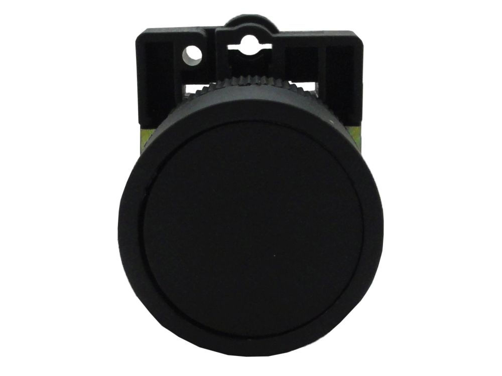 Cabeçote PVC para Botão Pulsador 22 mm Aro Preto Faceado Preto Opaco sem Elemento Contato