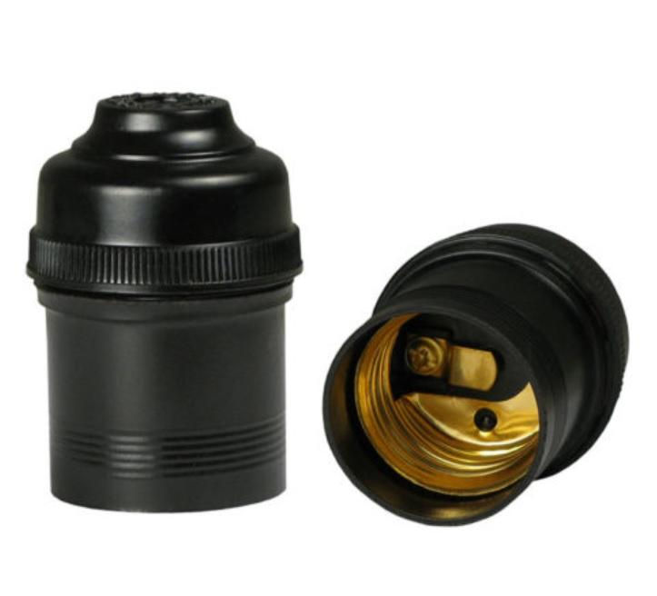 Soquete PVC Pendente sem Rabicho para Lâmpada E27 Preto