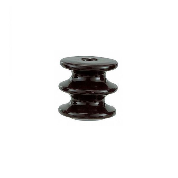 Isolador Roldana Porcelana 2 Leitos 80x80 mm Furo 18 mm Marrom