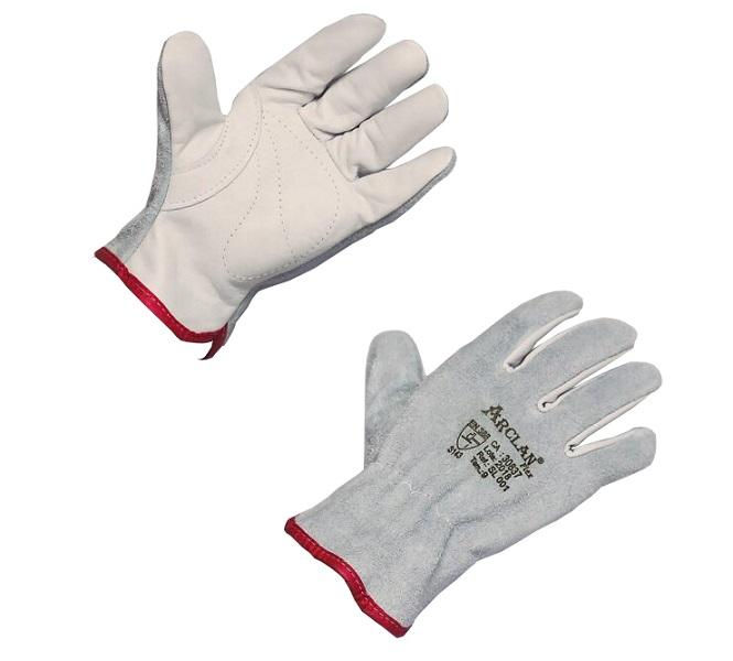 Luva Vaqueta/Raspa Mista Cano Curto FLEX Tamanho 9 (G) 70 mm Branca/Cinza Ca 30837