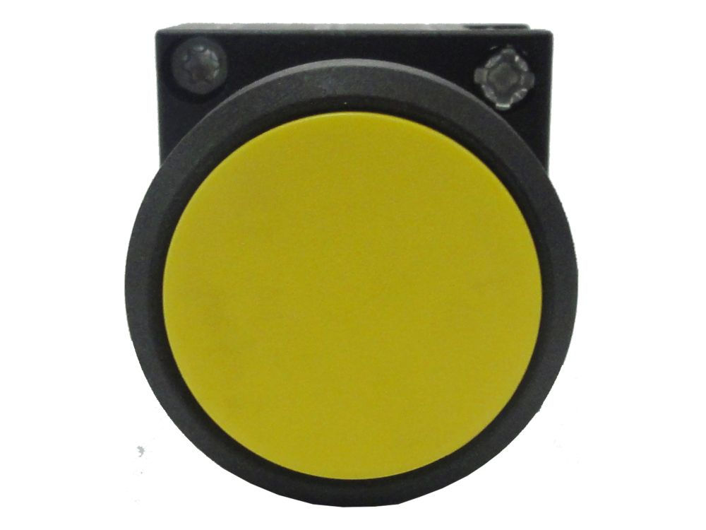 Botão PVC Faceado 22 mm Amarelo Aro Preto sem Elemento Opaco
