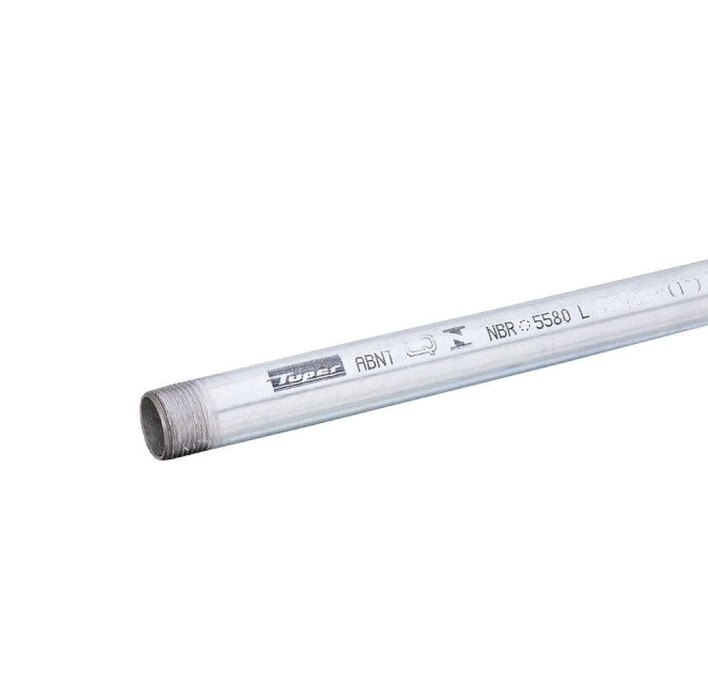 Tubo Aço Carbono Galvanizado a Fogo 1/2"X6 M Parede 2,25 mm NBR 5580 Rosca BSP (Paralela)