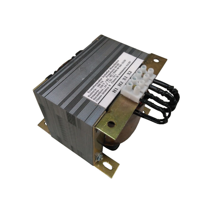 Transformador Tensão Monofásico 500VA Entrada 220VCA Saída 24VCA 50/60 Hz para Comando