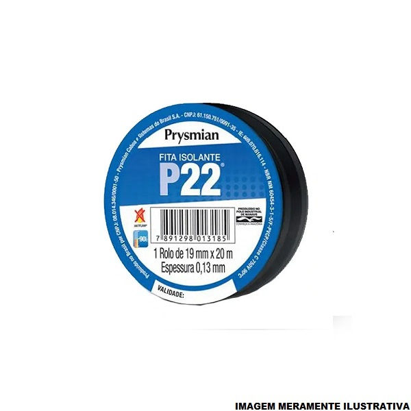 Fita Isolante Elétrica PVC 750V 90G 19 mmX20 M ESP 0,13 mm Preta