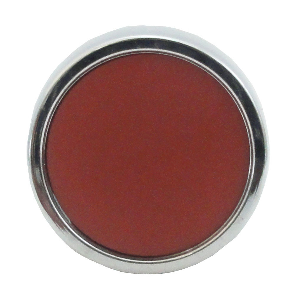 Botão PVC Faceado 22 mm Vermelho Aro Cromado sem Elemento Opaco
