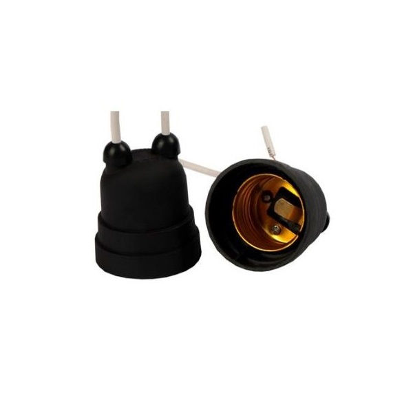 Soquete PVC Pendente com Rabicho para Lâmpada E27 Preto .