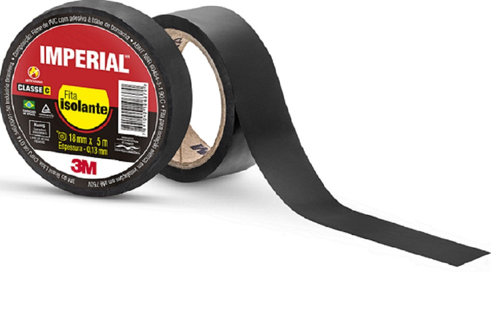 Fita Isolante Elétrica PVC 750V 90G 18 mmX20 M ESP 0,13 mm Preta Classe C