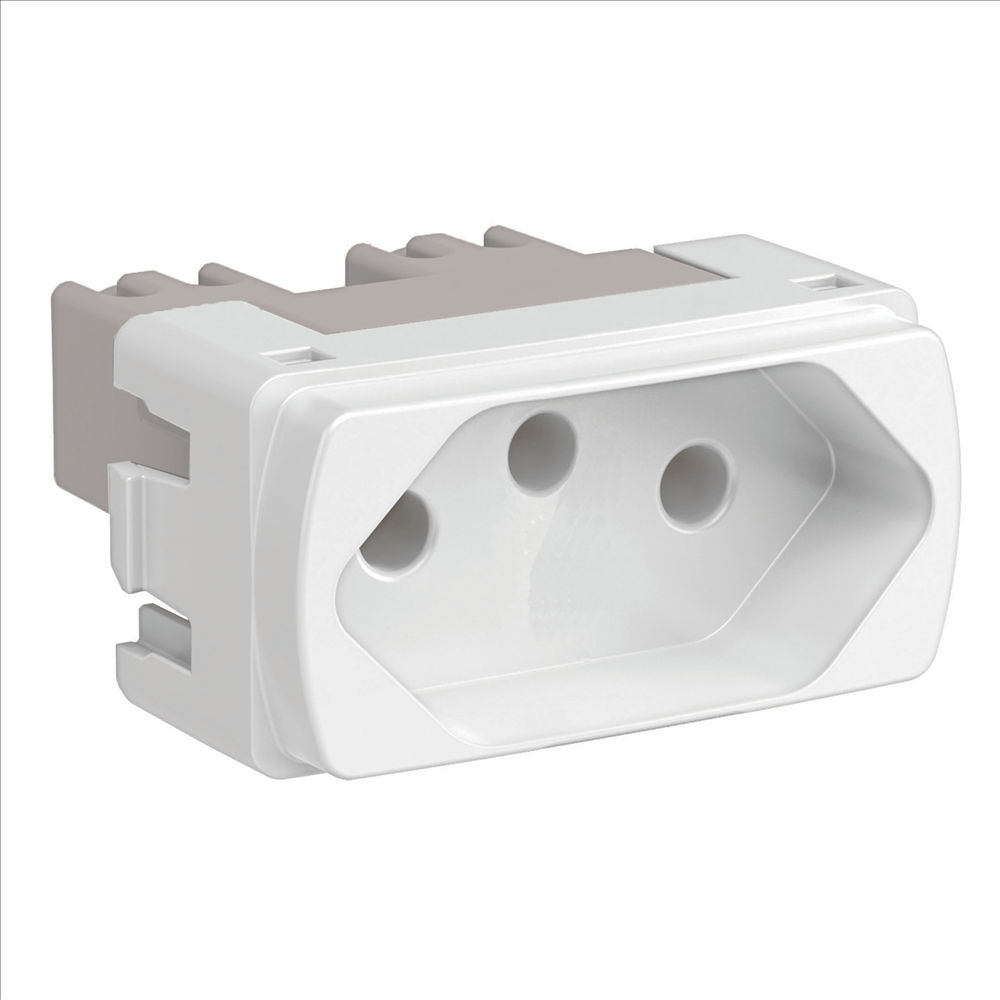 Módulo Tomada NBR 2P+T 10A/250VCA PVC Branco Linha Miluz